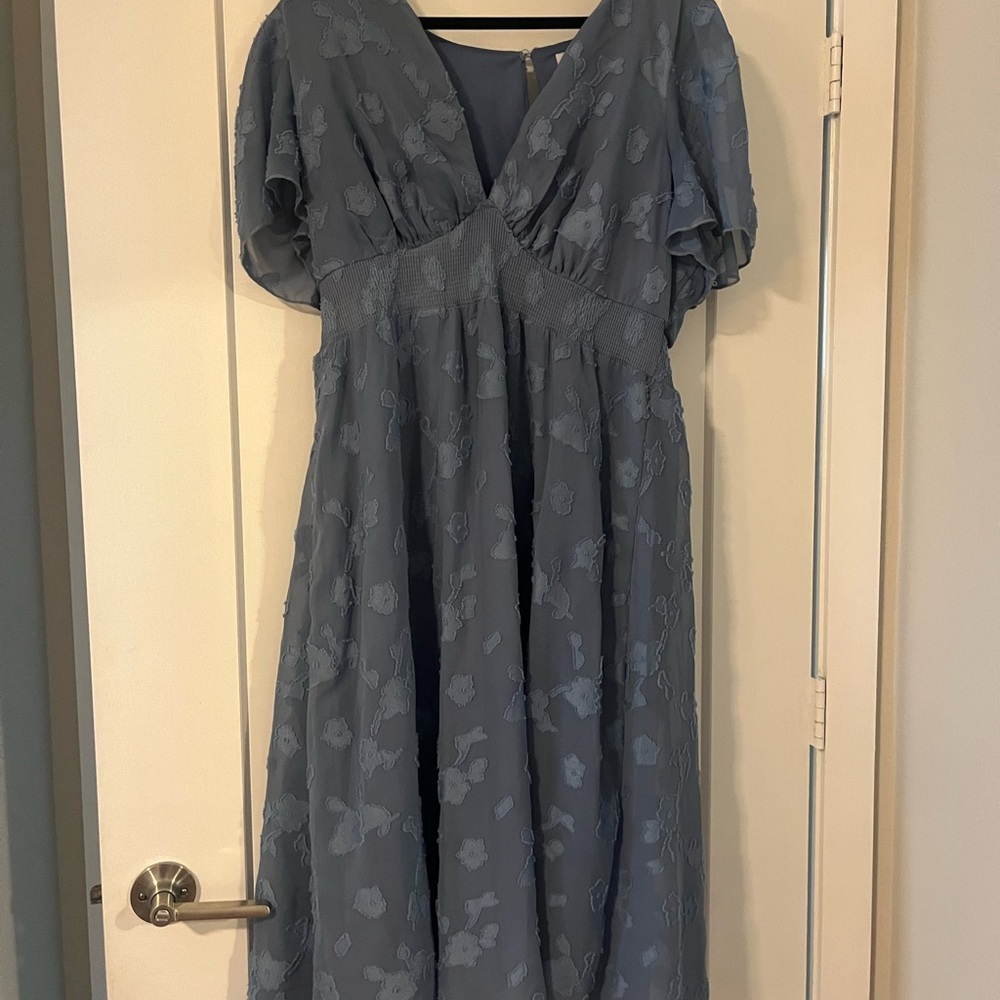 Elegant Blue Floral Dress